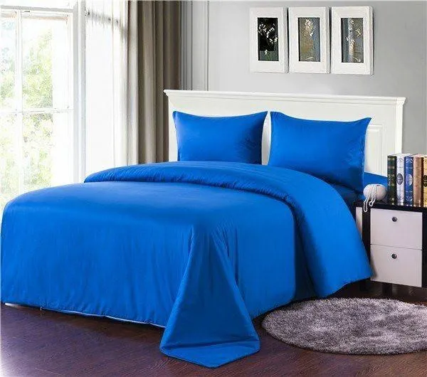 Tache 2-3 Piece 100% Cotton Deep Solid Blue Duvet Cover Set