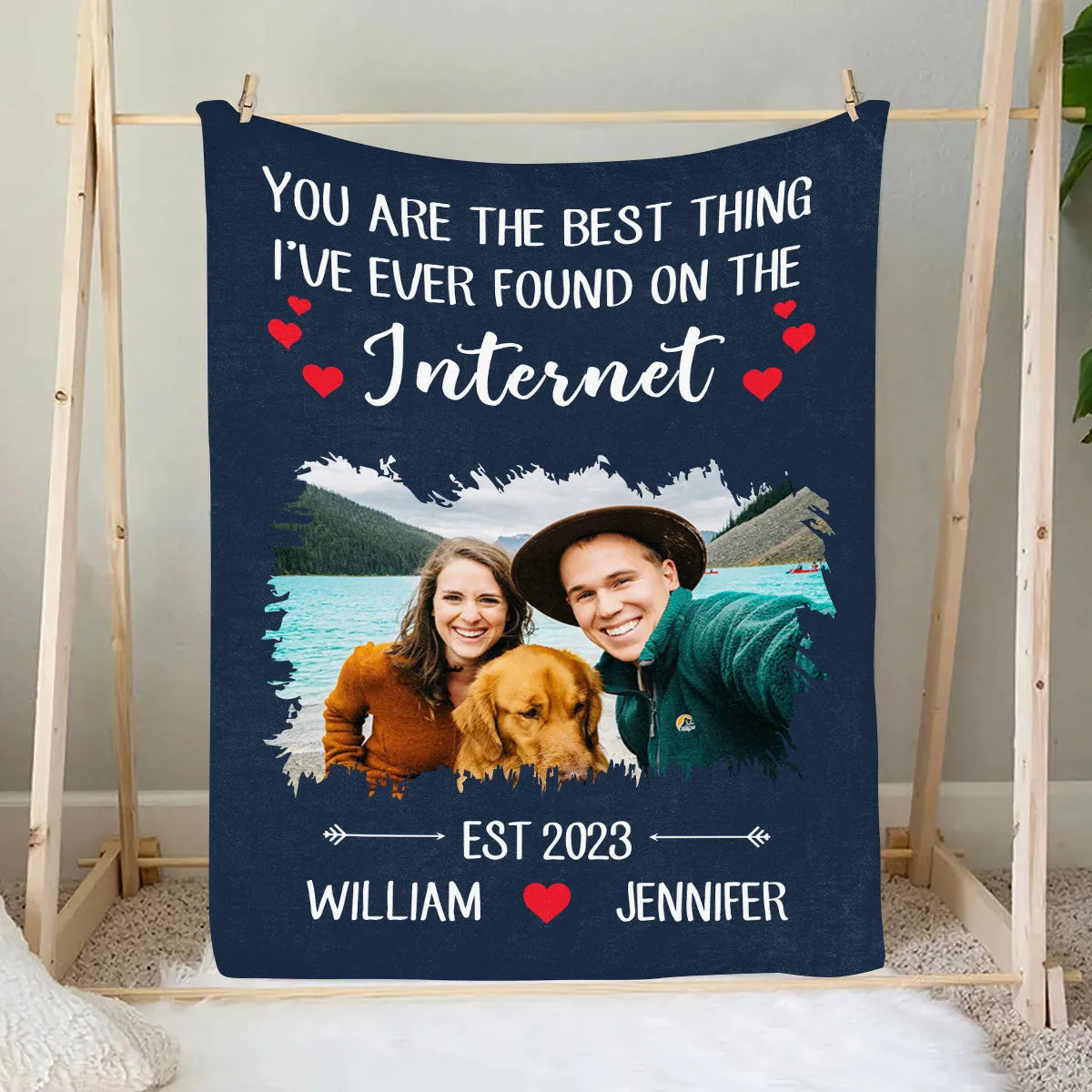 Teesdily | Custom Photo Valentines Day Sofa Blanket For Lover Warm Blanket You Are The Best Thing I've Ever Found On The Internet Couple Keepsake