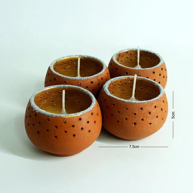 Terracotta Pot Dome Candle Holders | Set of 4   4 Complimentary Candles