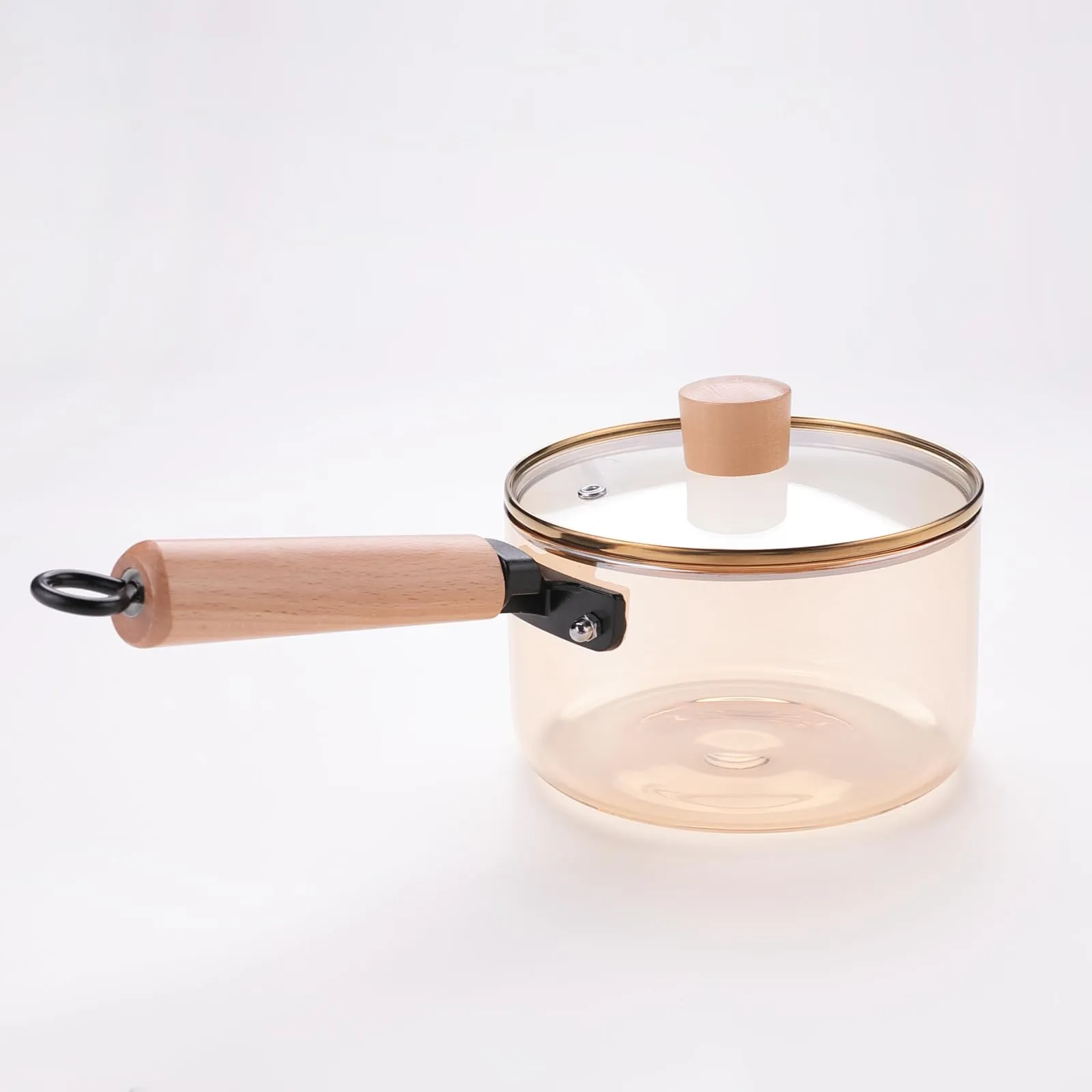 The Better Home Zeno Borosilicate Glass Cookware for Gas Stove (1.45L) | Sauce Pan with Lid & Handle | Small Milk/Tea Pan | Boiling Pan | Patila for Cooking, Boiling | Gift for Housewarming (Amber)