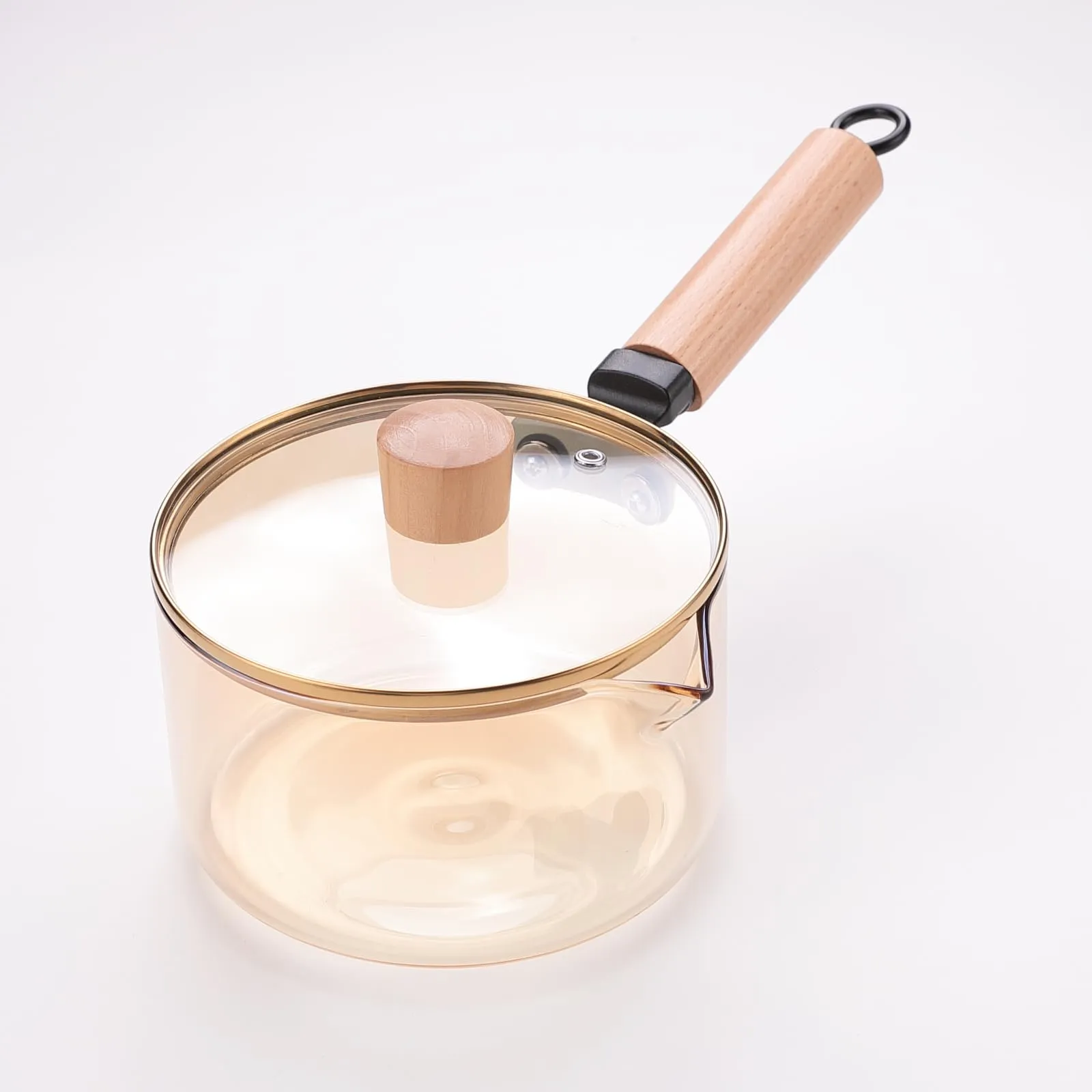 The Better Home Zeno Borosilicate Glass Cookware for Gas Stove (1.45L) | Sauce Pan with Lid & Handle | Small Milk/Tea Pan | Boiling Pan | Patila for Cooking, Boiling | Gift for Housewarming (Amber)