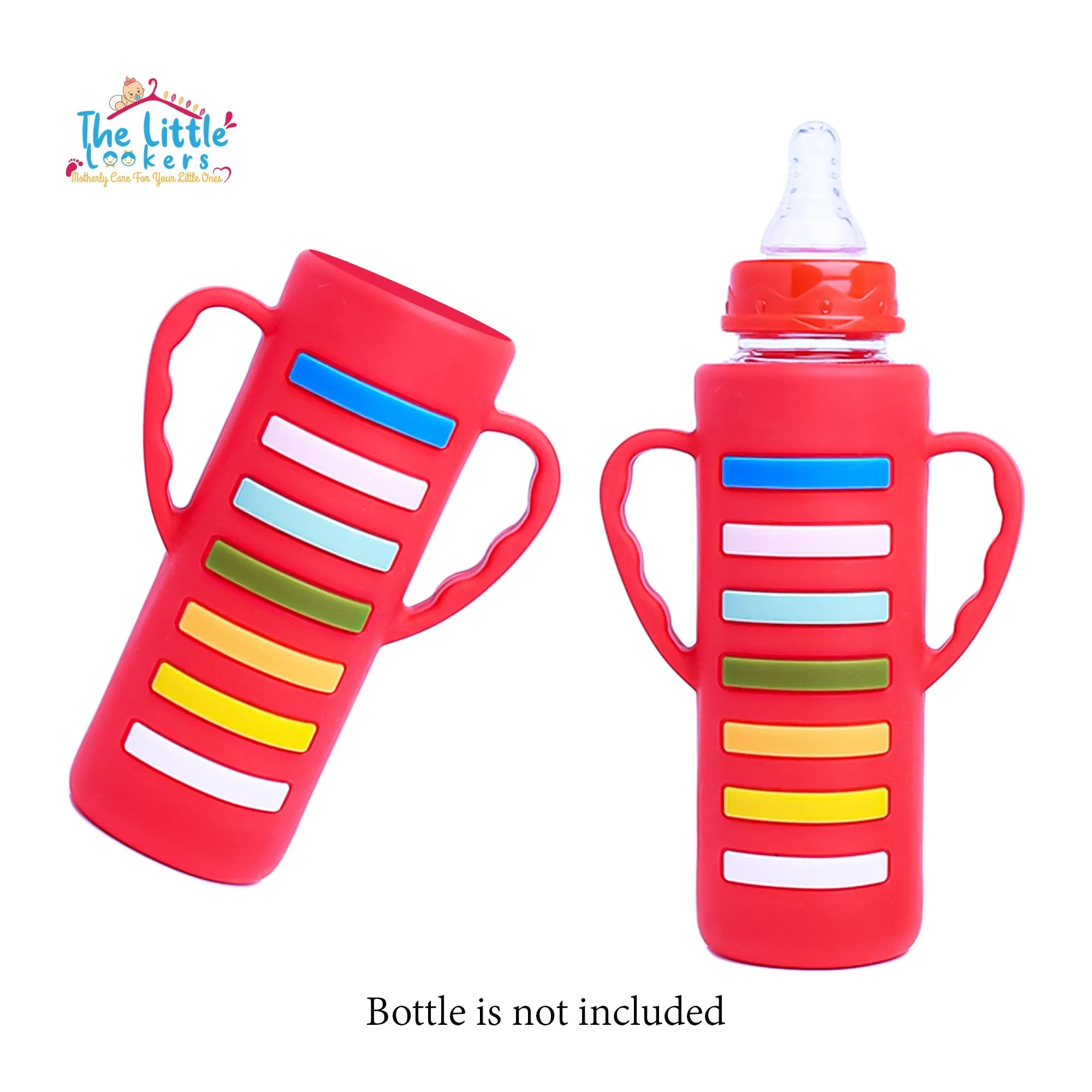 THE LITTLE LOOKERS Baby Bottle Cover with Handle/ Silicone Warmer Cover for Baby/Newborn/Infants/Toddlers ( Pack of 2)