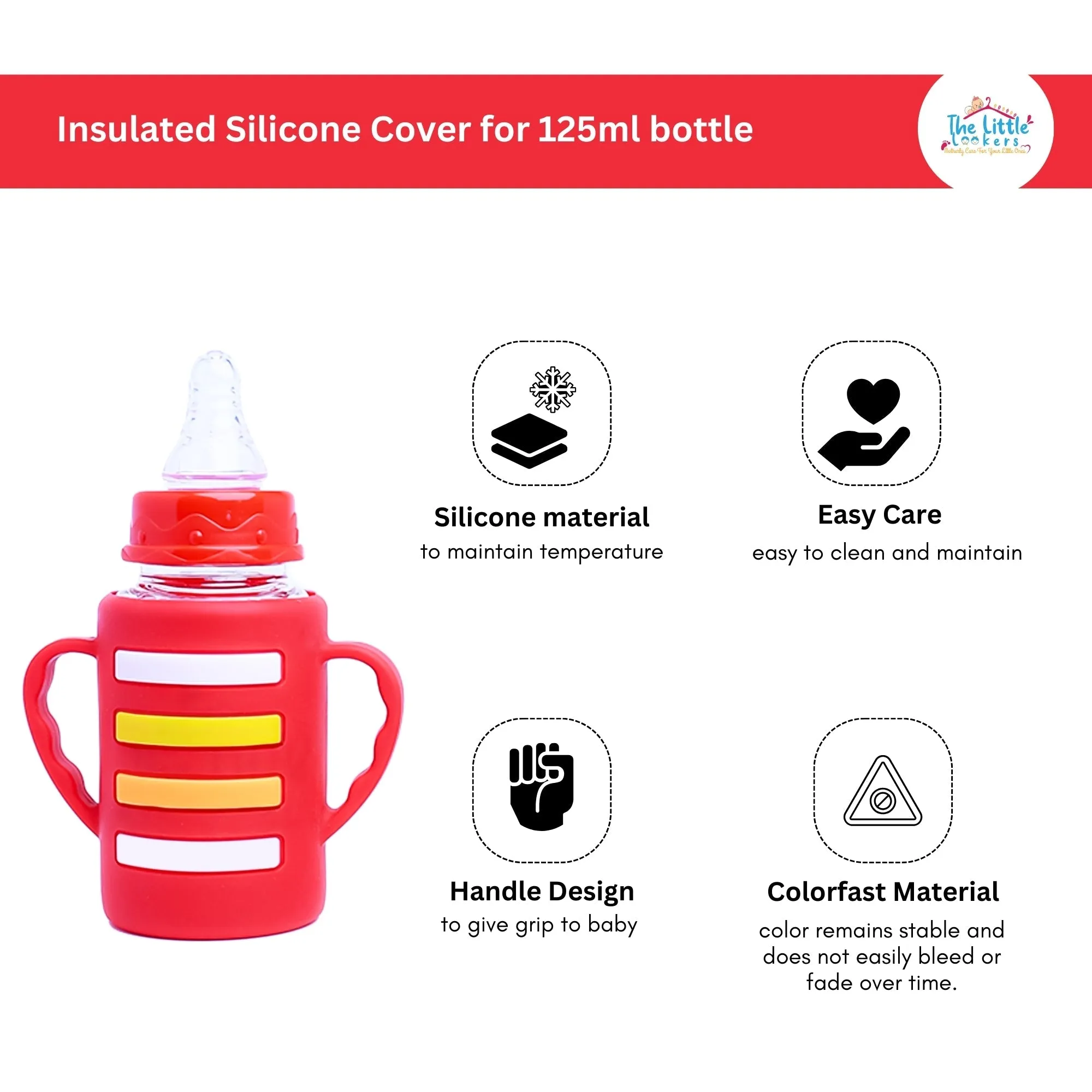 THE LITTLE LOOKERS Baby Bottle Cover with Handle/ Silicone Warmer Cover for Baby/Newborn/Infants/Toddlers ( Pack of 2)