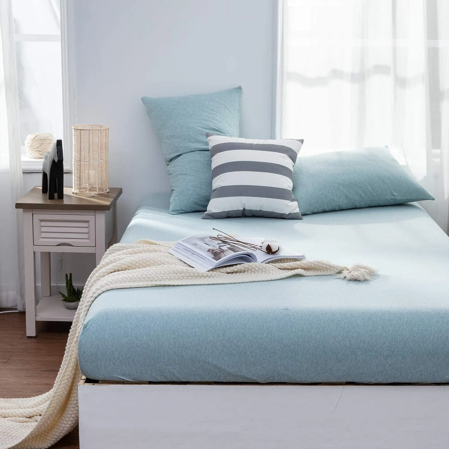 The Loft Aqua Fitted Sheet Set