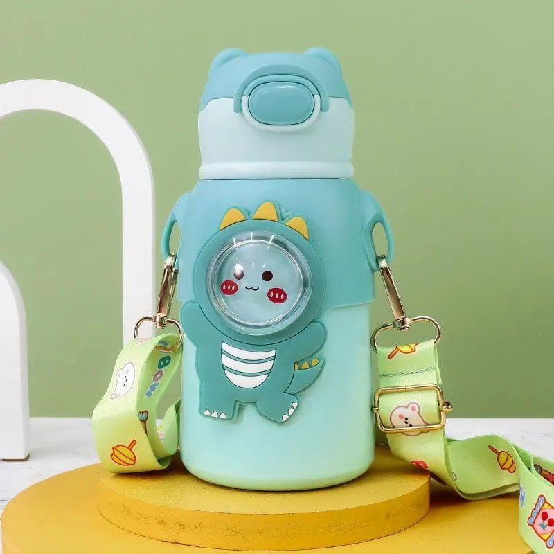 Thermal Stainless Steel School Water Bottle for Kids with Portable Strap