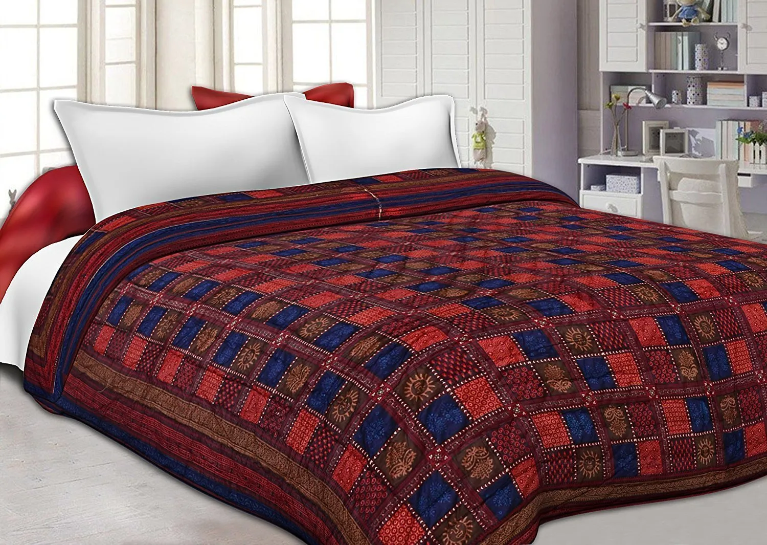 THROW KING Rajasthani Traditional Cotton Razai, Rajai, Ac Blanket Sanganeri Jaipuri Quilt Blanket(Double Bed)