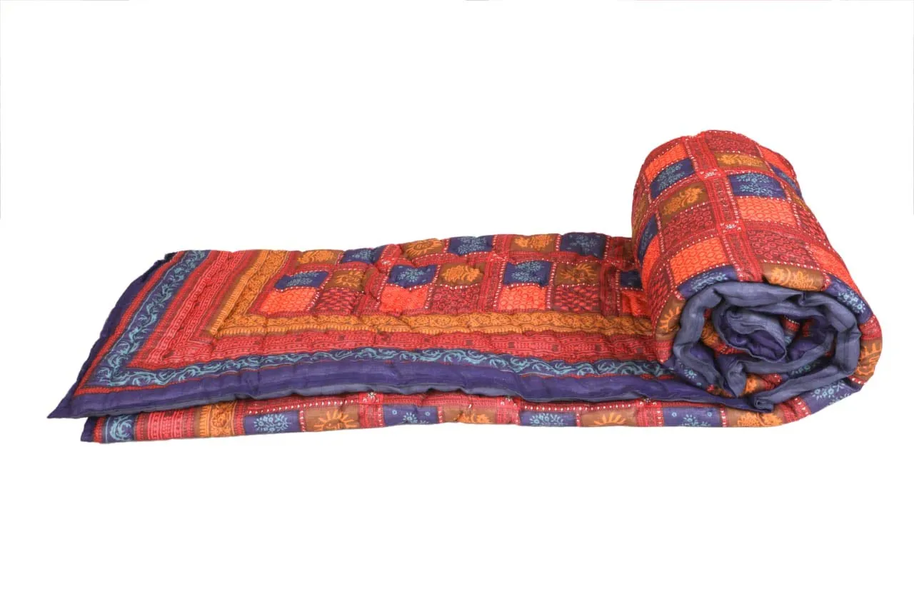 THROW KING Rajasthani Traditional Cotton Razai, Rajai, Ac Blanket Sanganeri Jaipuri Quilt Blanket(Double Bed)