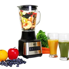 Total Chef 6-Speed Countertop Blender | 6 Cup (1.5L) Glass Jar | 2 Pulse Options | 500W | Stainless Steel Blades | Auto-Clean Function | Puree Crush Blend | Smoothies Shakes Dips | Black & Silver