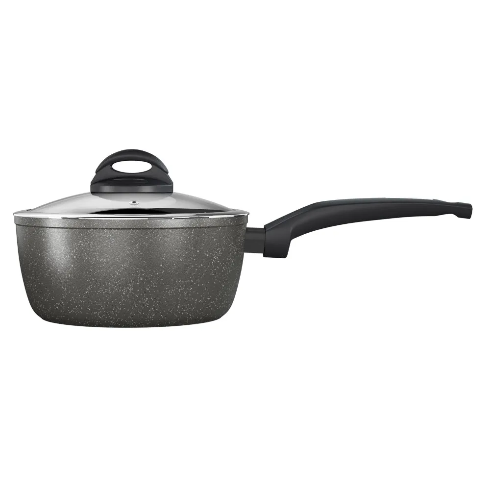 Tower Cerastone 3 Piece Saucepan Set  - Black