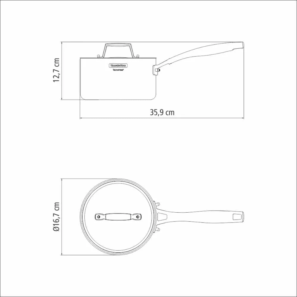 Tramontina Brazil  Grano 16 cm 1.7L Stainless Steel Saucepan with Tri-ply Body