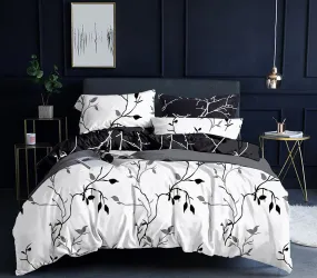 Tree Reversible Queen Size White Duvet Doona Quilt Cover Set