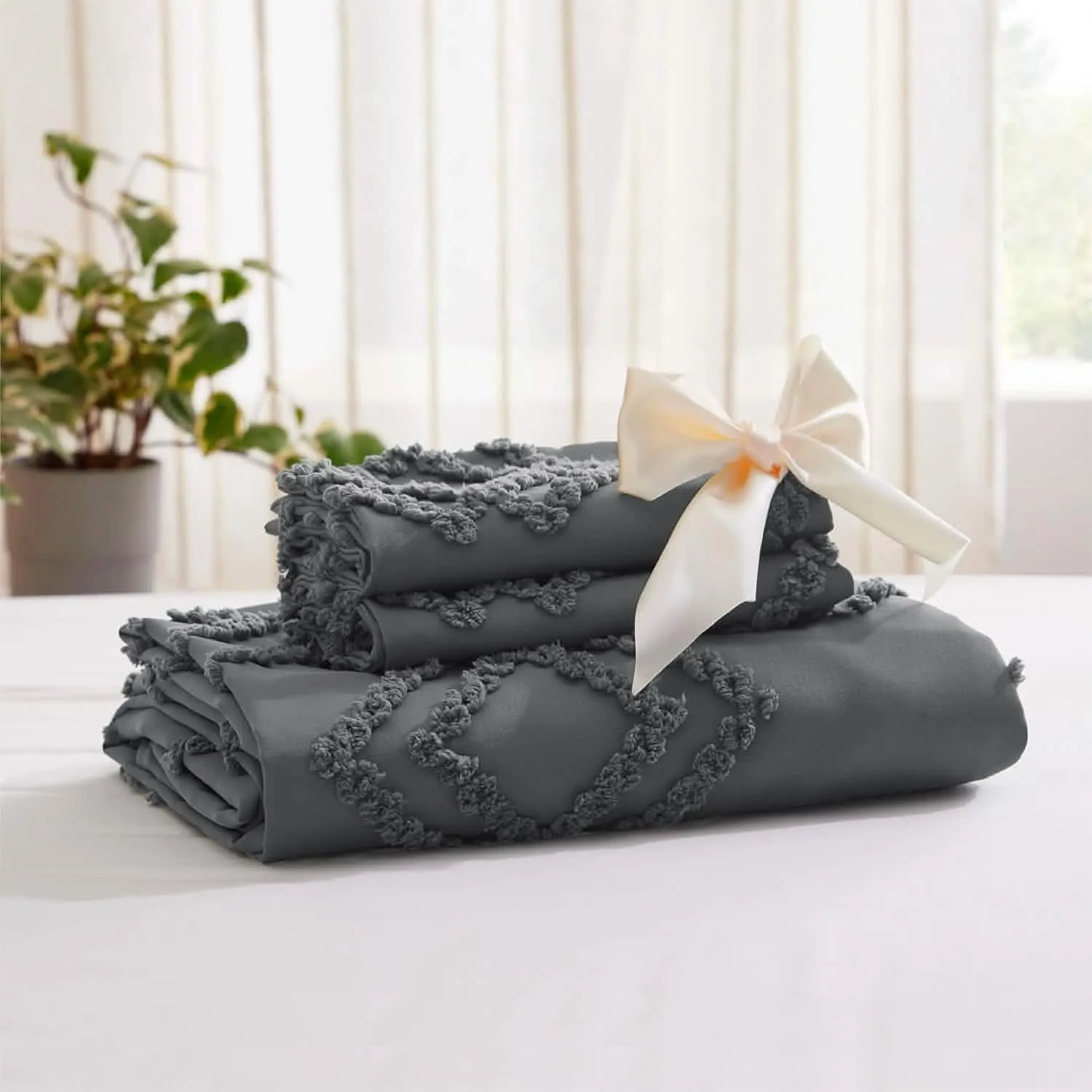 Tufted Embroidery Duvet Cover Set