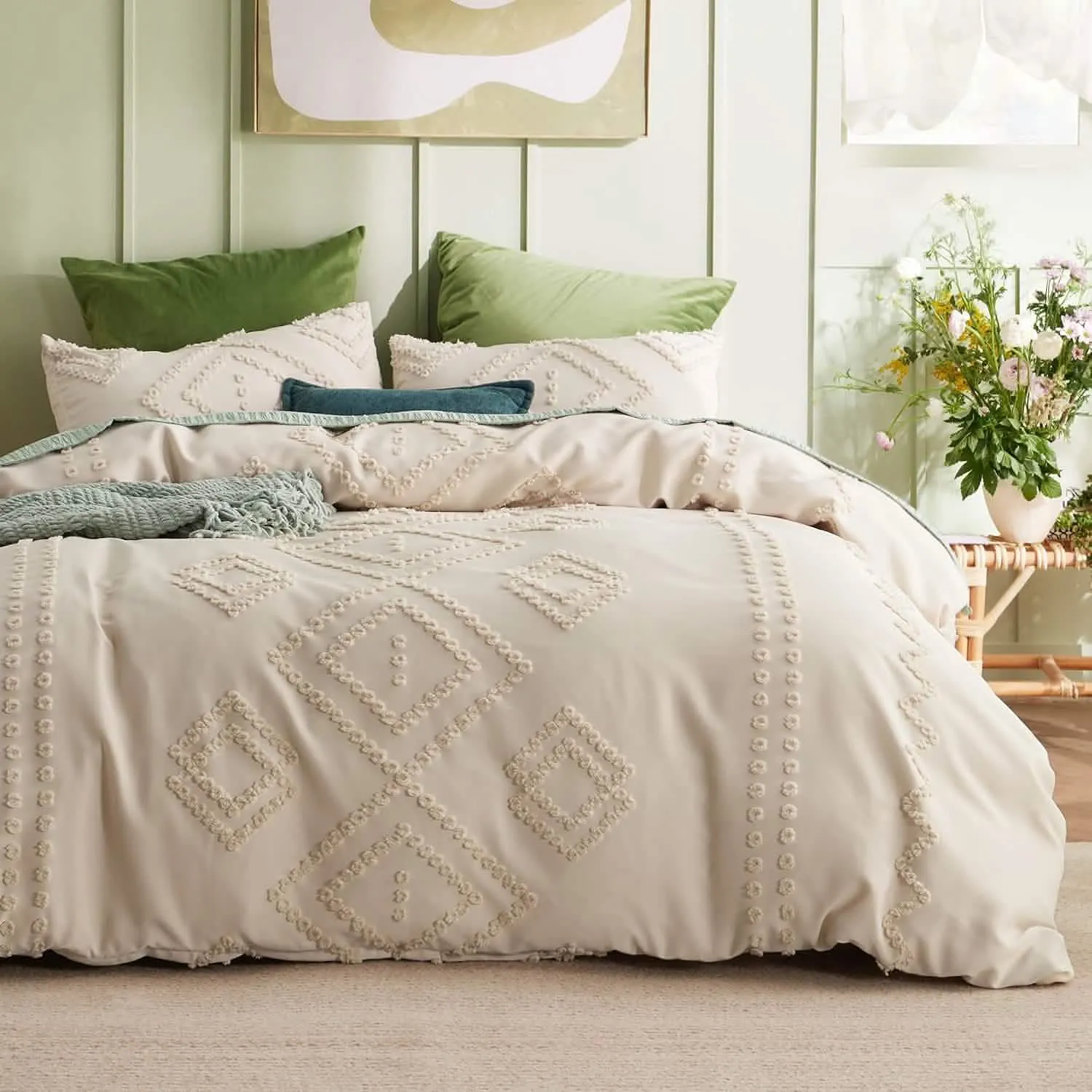 Tufted Embroidery Duvet Cover Set