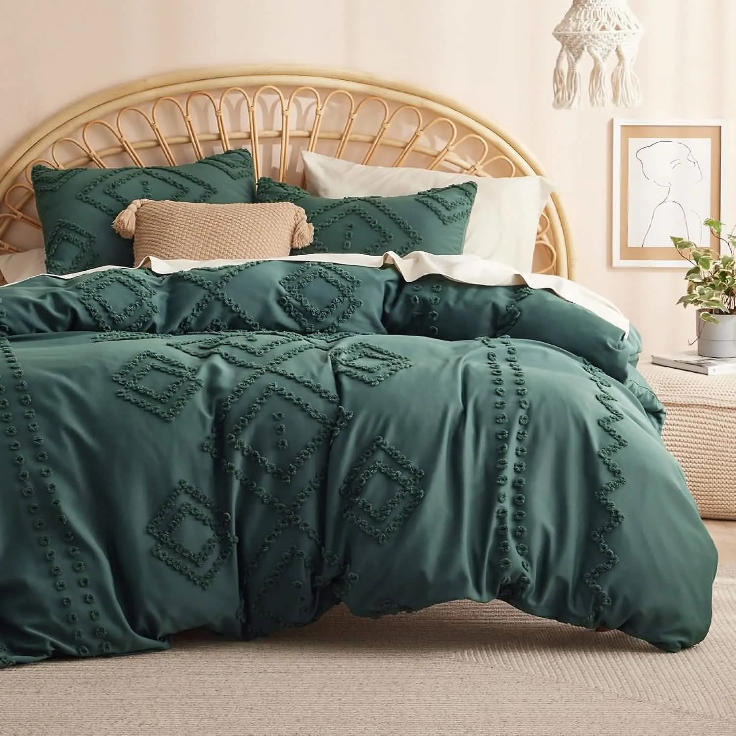 Tufted Embroidery Duvet Cover Set