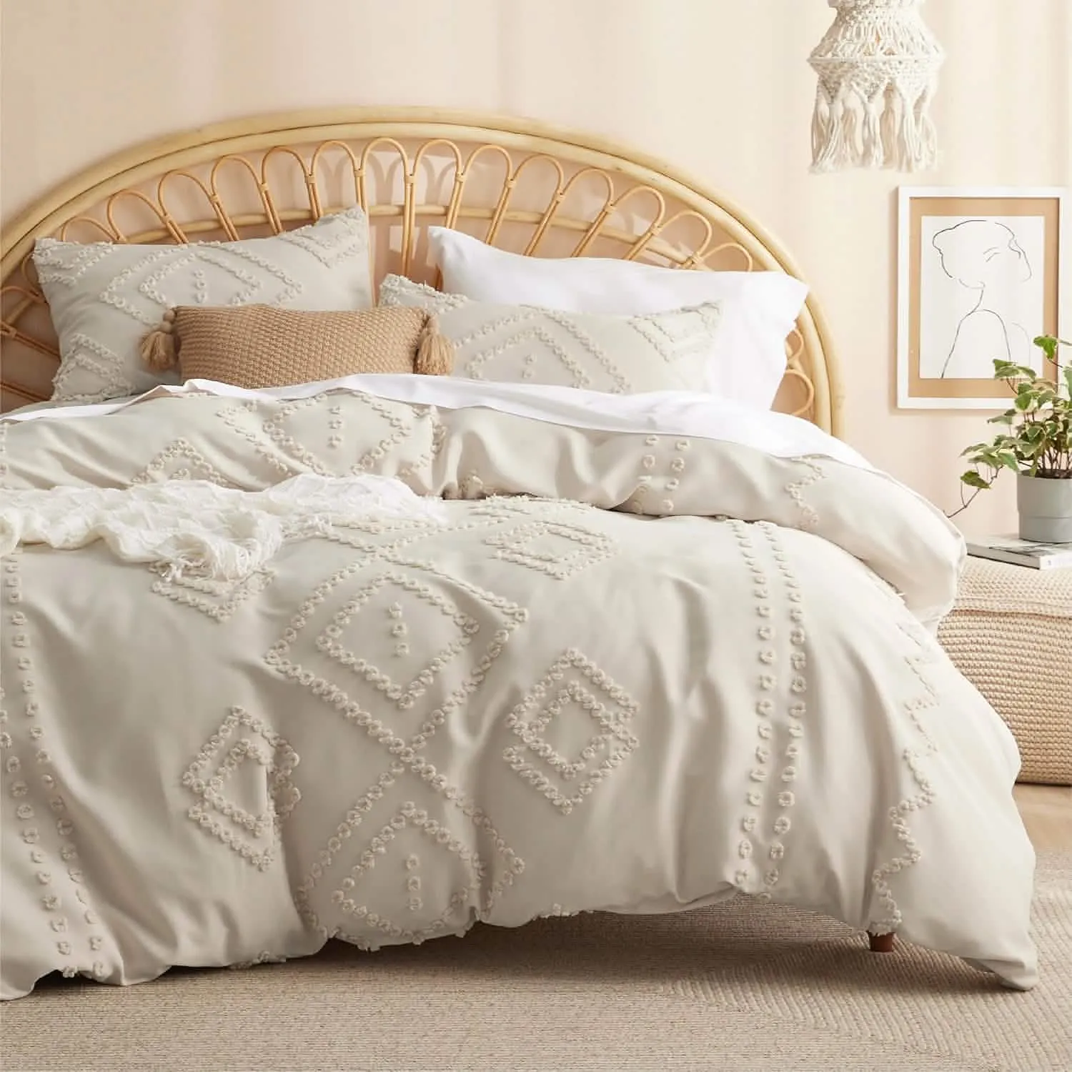 Tufted Embroidery Duvet Cover Set