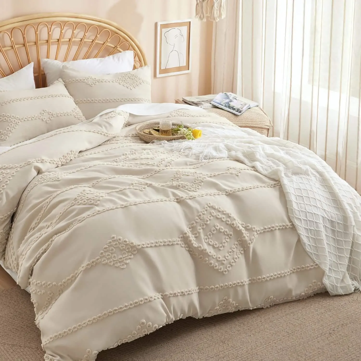 Tufted Embroidery Duvet Cover Set