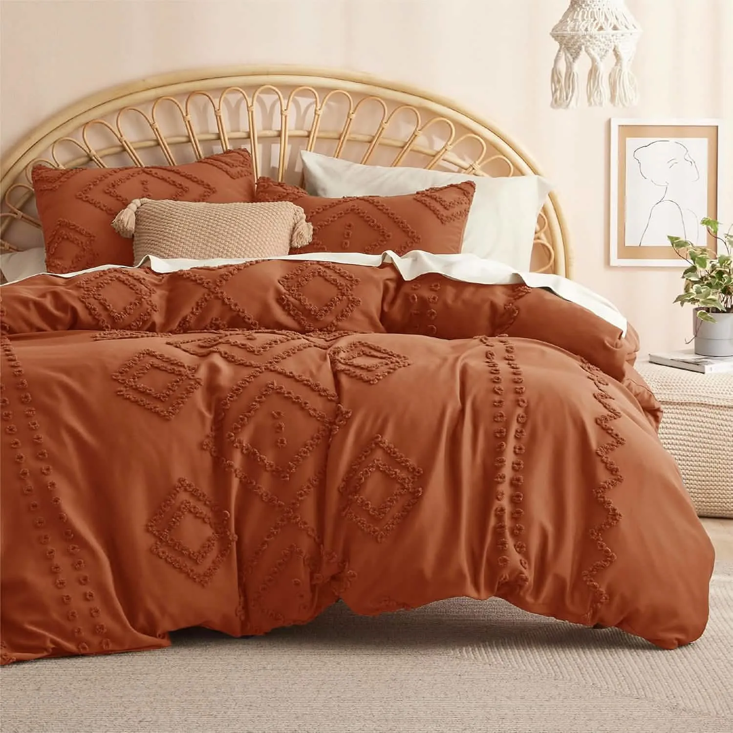 Tufted Embroidery Duvet Cover Set