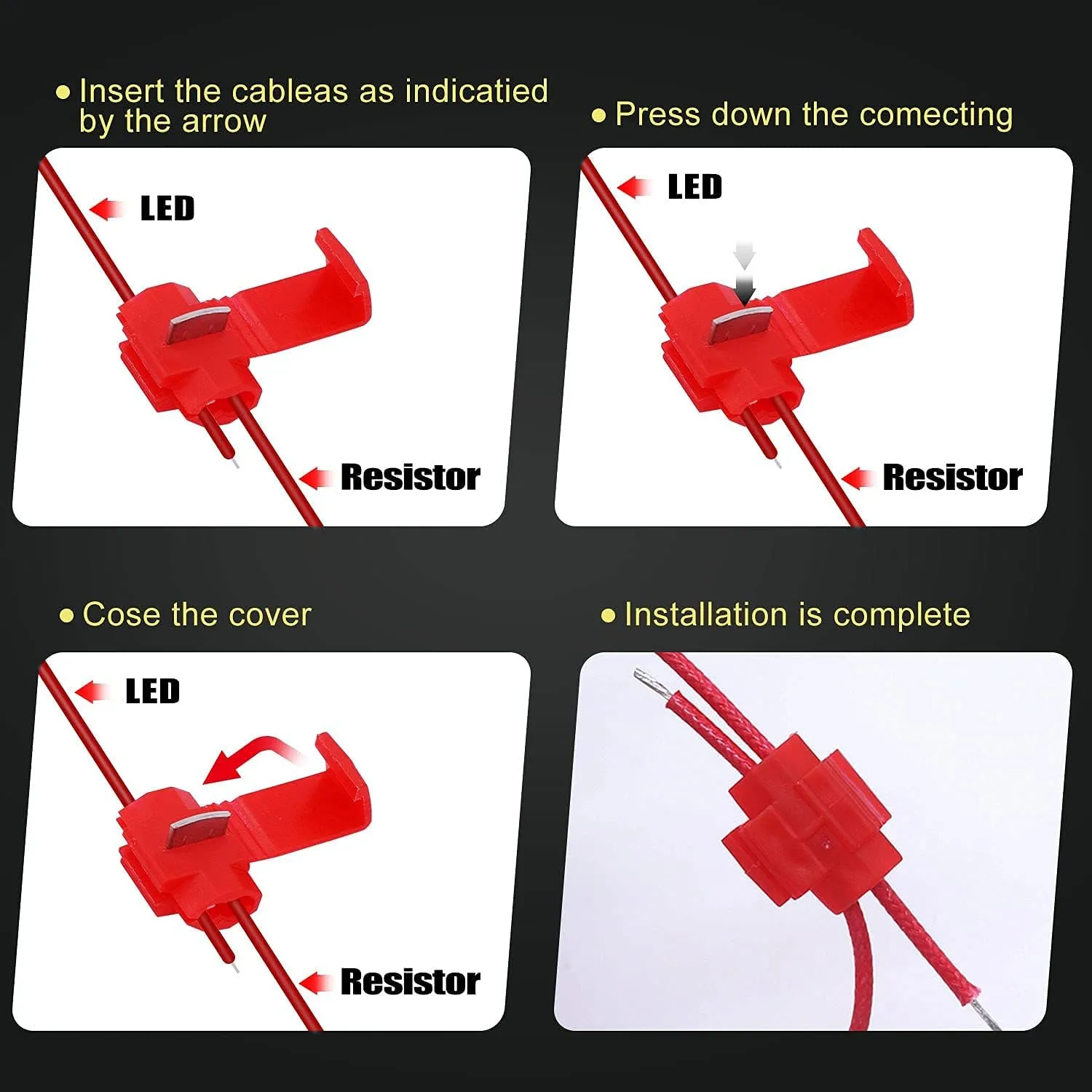 Twidec 4Pcs 50W 6Ohm LED Load Resistors For Fix LED Hyper Flash Turn Signal Light or LED License Plate Lights RX24-50W6-4X