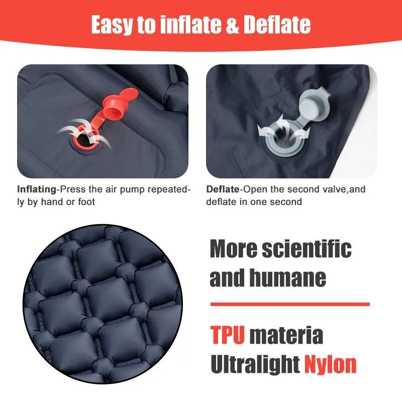 Ultralight 550g Inflatable Camping Mattress with Pillow for Travelling and Hiking