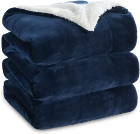 VAS COLLECTIONS® All-Seasons Super Soft Flannel Solid/Plain Blanket/AC Dohars/Duvet/Quilt for Summer, Navy Blue, Size 225X230 cm (Double)