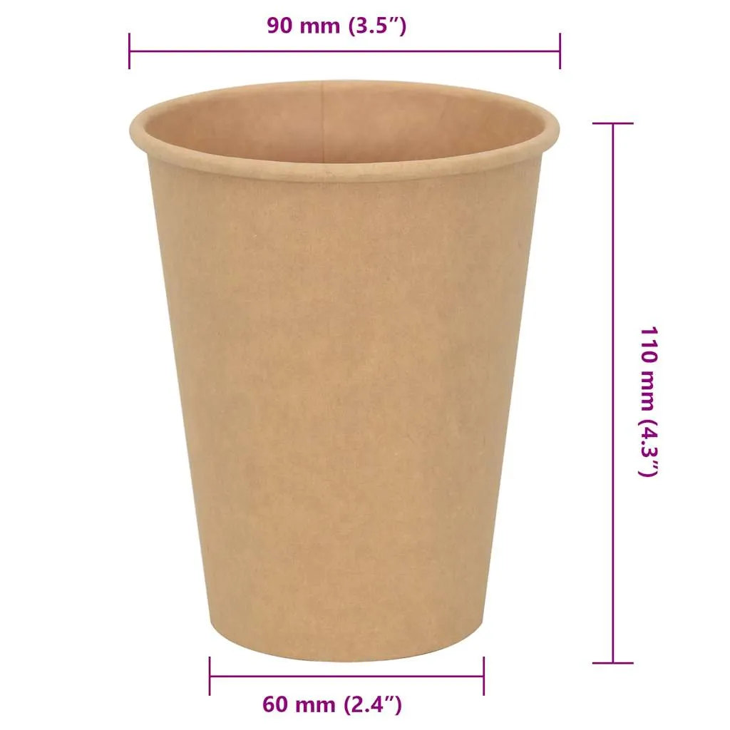 vidaXL Paper Coffee Cups 1000 pcs 12oz 300ml Brown