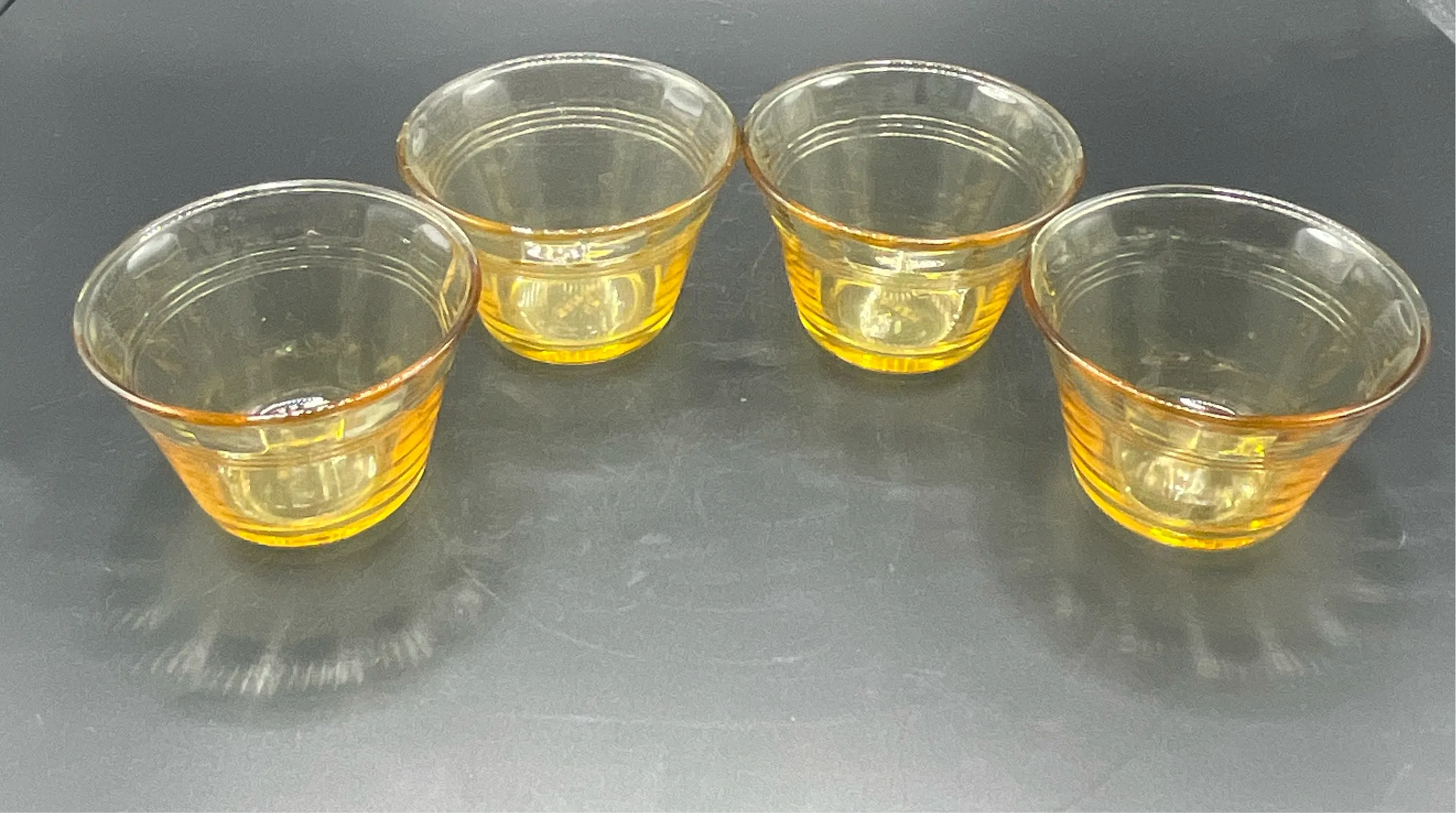 Vintage Glass Custard Cups - Yellow - Set of 4