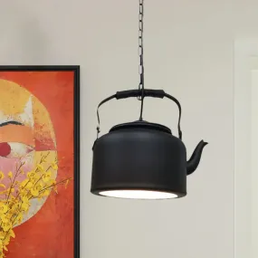 Vintage Metal LED Hanging Lamp for Teapot Restaurant - Black/Gold/Matte Black Finish