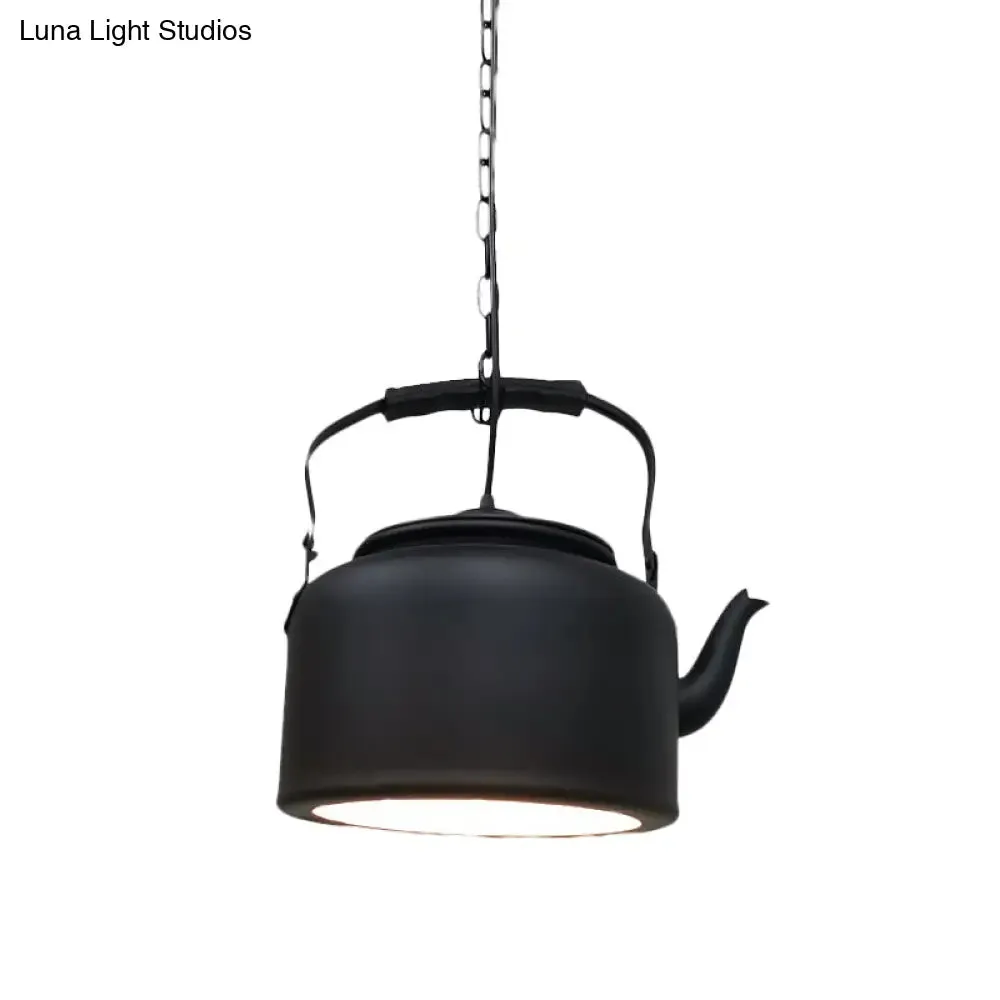 Vintage Metal LED Hanging Lamp for Teapot Restaurant - Black/Gold/Matte Black Finish