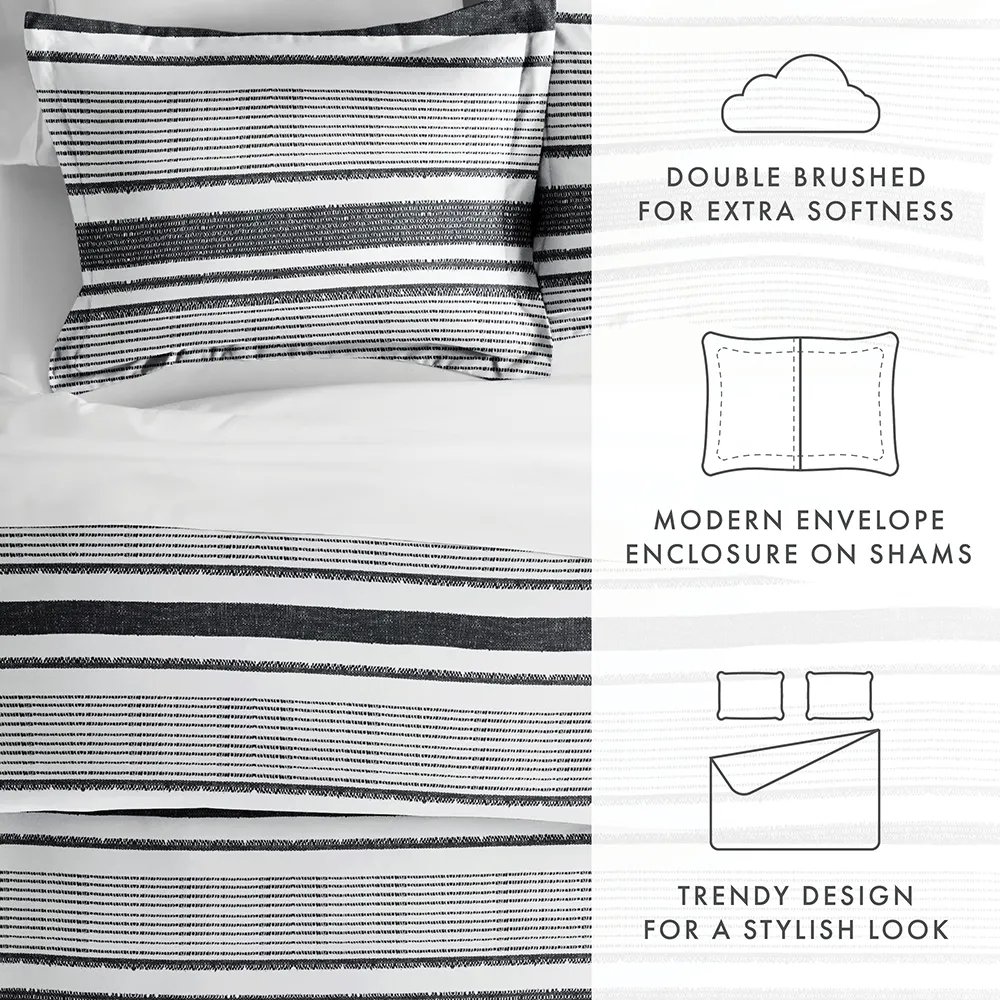 Vintage Stripe Pattern 3-Piece Duvet Cover Set