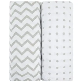 Waterproof Bassinet Sheet Set - Grey Chevron & Polka Dot