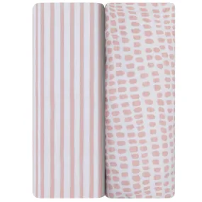 Waterproof Changing Pad Cover | Cradle Sheet Set - Mauve Stripes & Splash