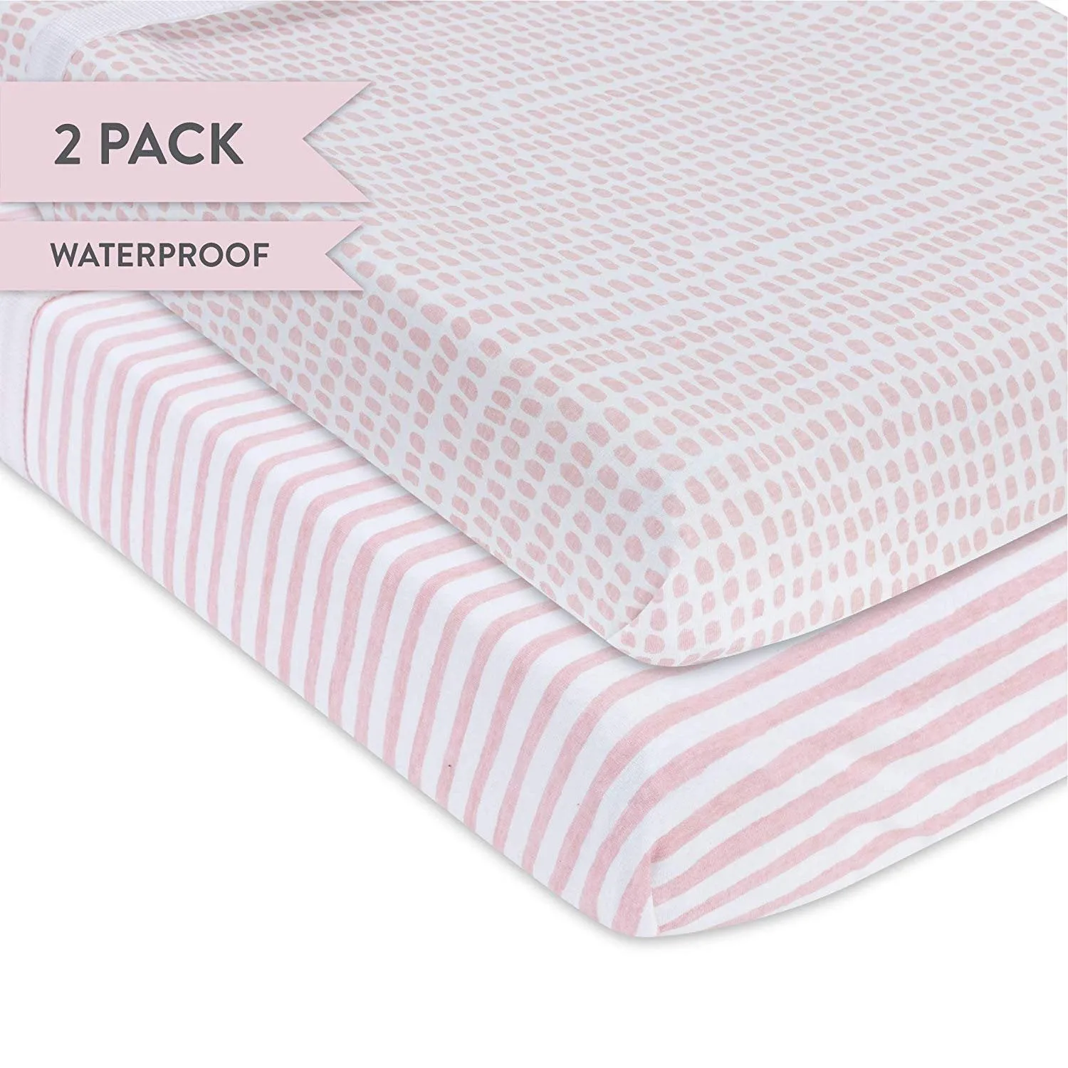 Waterproof Changing Pad Cover | Cradle Sheet Set - Mauve Stripes & Splash