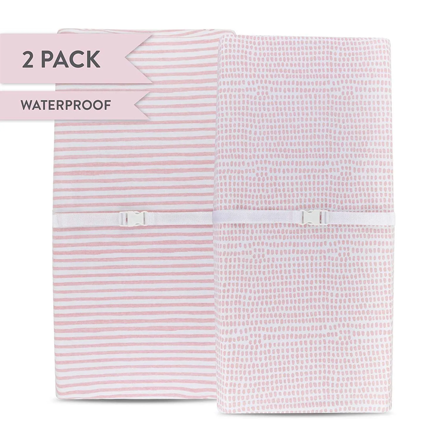 Waterproof Changing Pad Cover | Cradle Sheet Set - Mauve Stripes & Splash