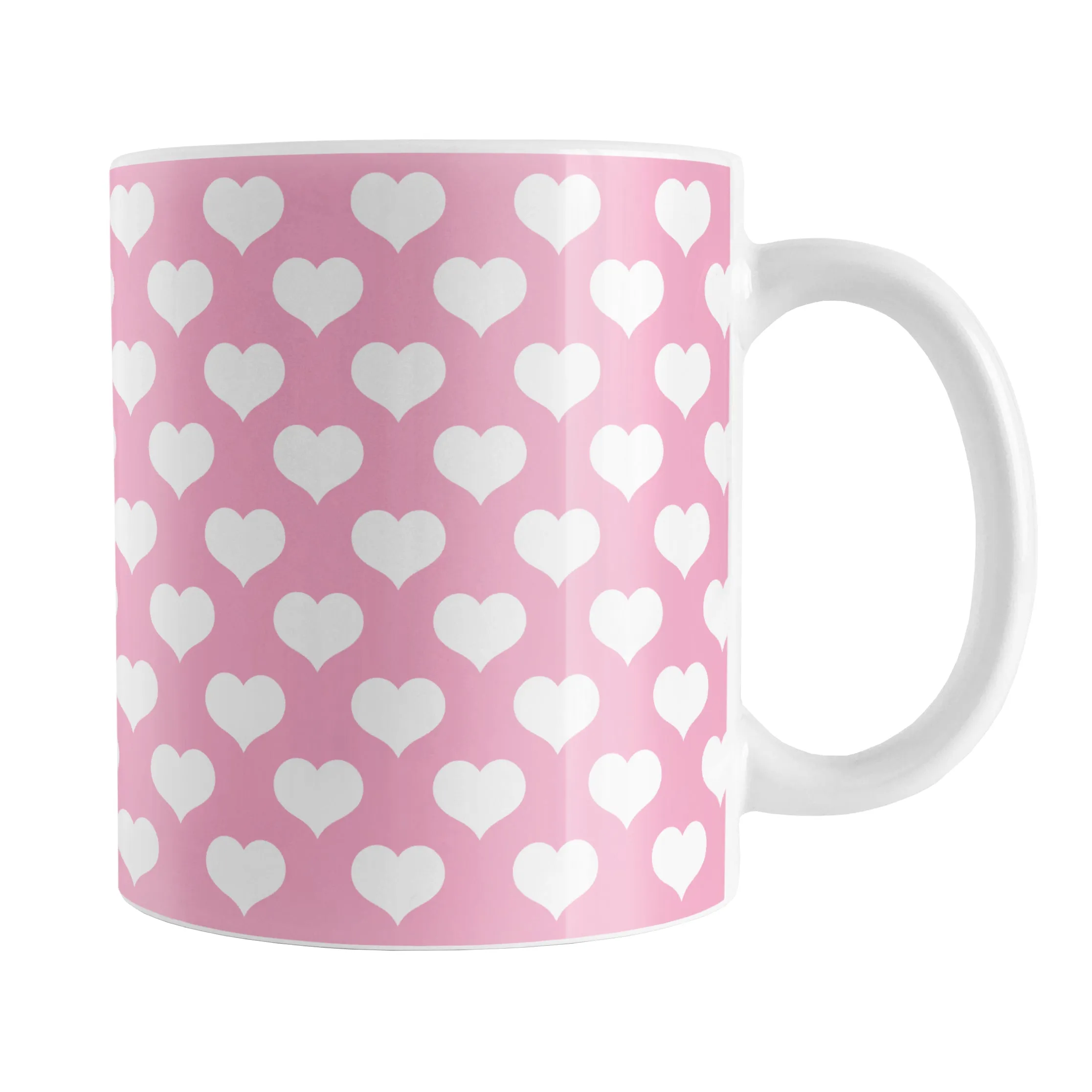 White Hearts Pattern Pink Mug