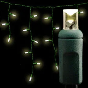 Wide Angle 5MM LED Icicle Lights - 100 Count - Warm White - Green Wire