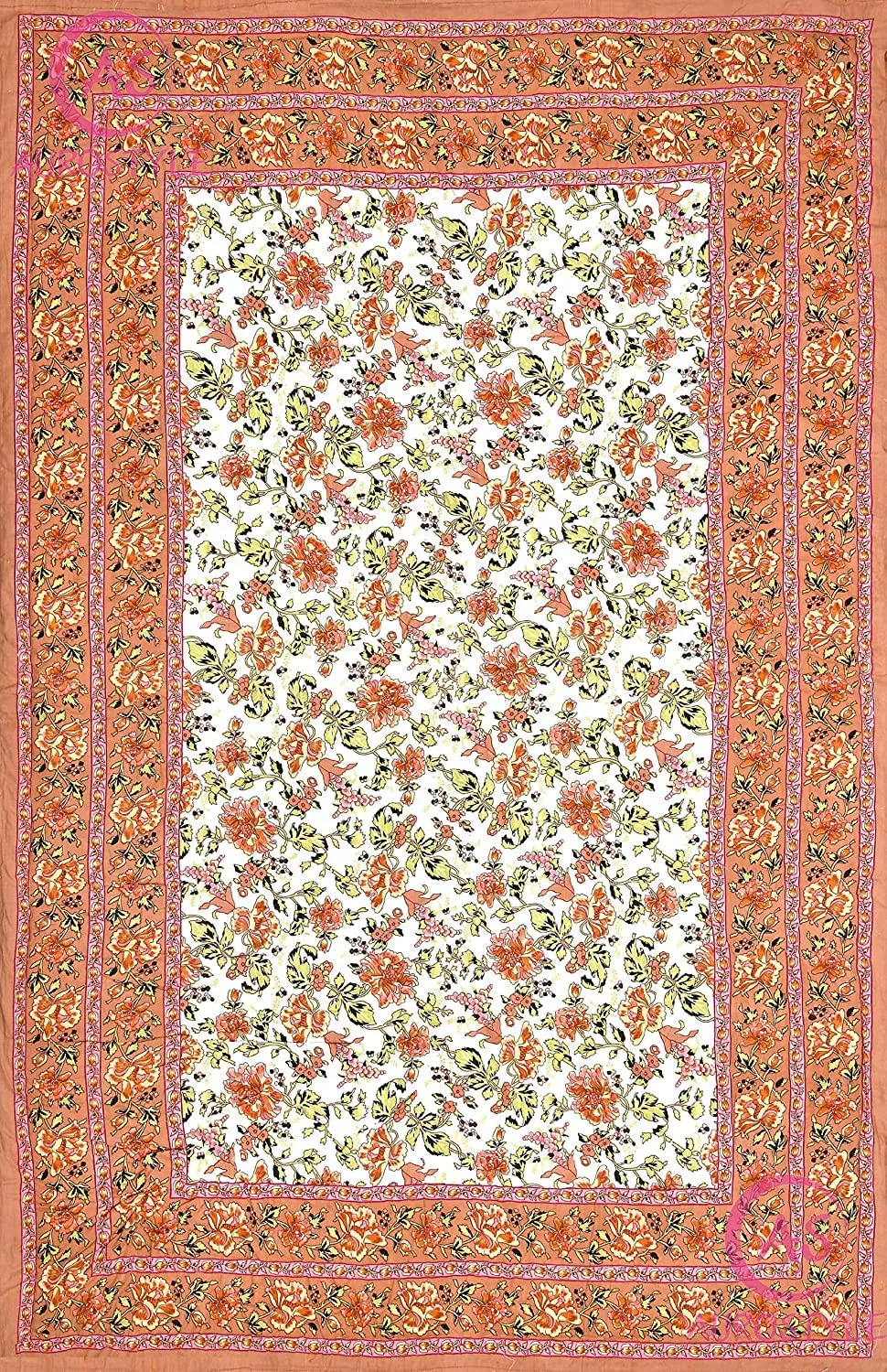 WORLDNEX 400 TC Pure Cotton Fabric/Filling Rajasthani Traditional Designs Printed Light Weight Jaipuri Single Bed Quilt/Razai/Rajai (Design 17)