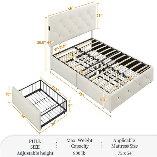 Yaheetech Queen/Full Size Bed Frame with Diamond Button-Tufted Headboard