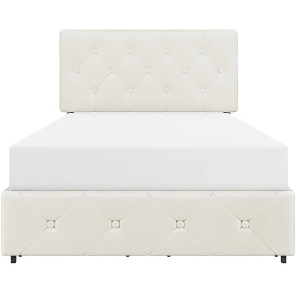 Yaheetech Queen/Full Size Bed Frame with Diamond Button-Tufted Headboard