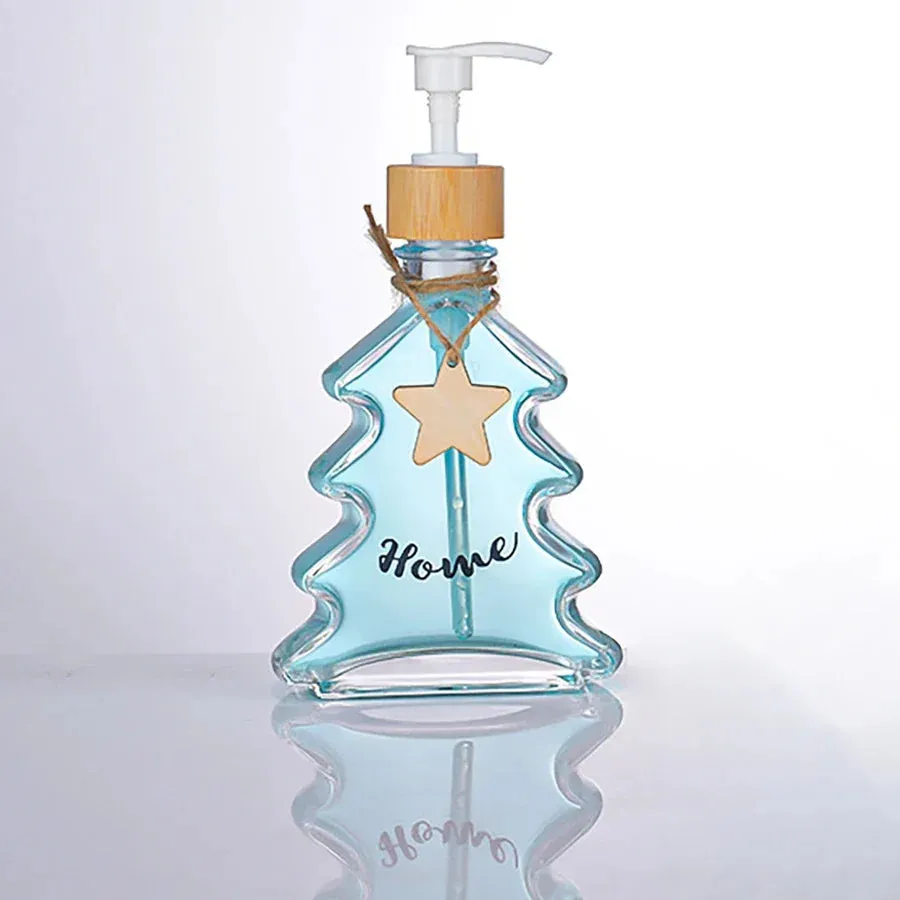 Yeknu Christmas Tree Soap Dispenser Liquid Soap Dispenser Bathroom Glass Hand Sanitizer Lotion Bottle Household Storage Accessories