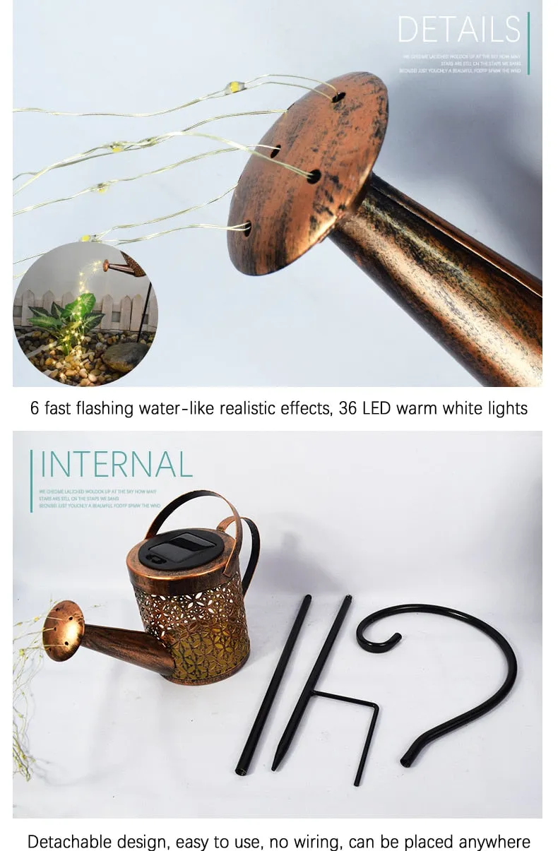 YM Ming - Waterproof Solar Energy Watering Can Fairy Light Garden Decor