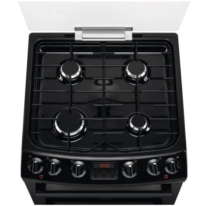 Zanussi ZCK66350BA Dual Fuel Double Oven Cooker with Gas Hob- Black