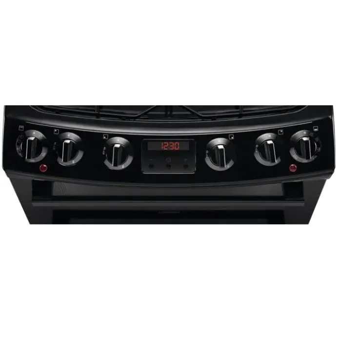 Zanussi ZCK66350BA Dual Fuel Double Oven Cooker with Gas Hob- Black