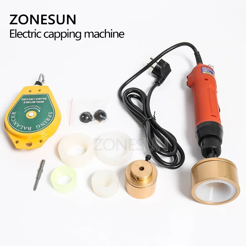 ZONESUN 28-32mm Plastic Bottle Capper Portable Automatic Electric Capping Machine Cap Screwing Machine Electric Sealing Machine