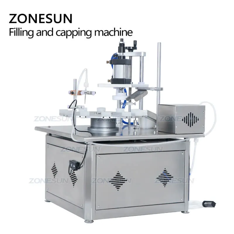 ZS-AFC1C Rotary Automatic Perfume Mini Tester Liquid Glass Small Bottle Vial Monoblock Filling Pressing Capping Machine